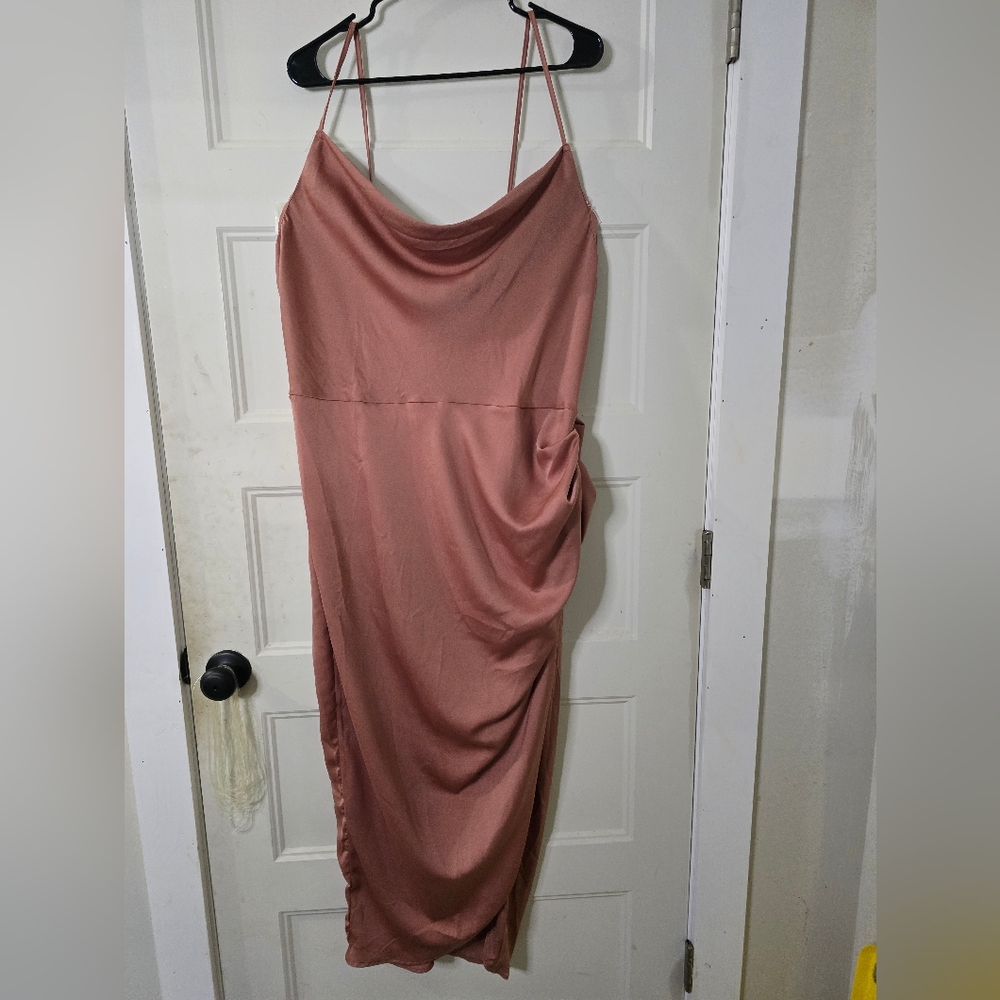 Floerns Plus Size Pinkish/Brown Dress